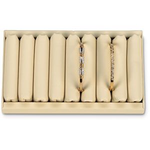 Beige Leatherette 8 Slot Bangle Tray