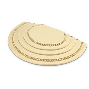 Beige Leatherette Oval Tier Pearl Cake Display