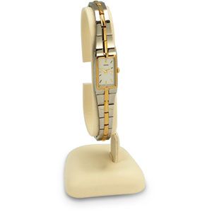 Beige Leatherette Vertical Watch Collar 