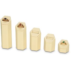 Beige Leatherette Hexagon Ring Risers- Set of 5