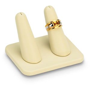 Beige Leatherette Double Ring Finger