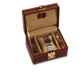 Brown Leather Jewelry Watch Case