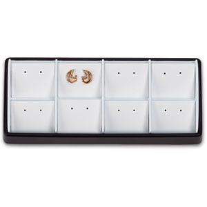 8 Pair Earring Stackable Tray, Black with White Pads