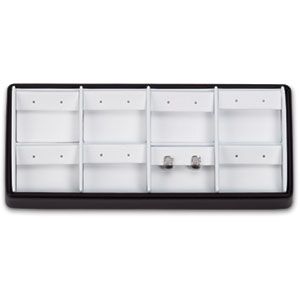 8 Pair Flap Earring Stackable Tray, Black with White Pads