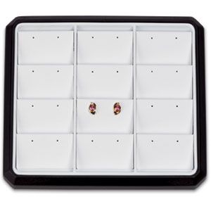 12 Pair Stud Earring Black Stackable Tray