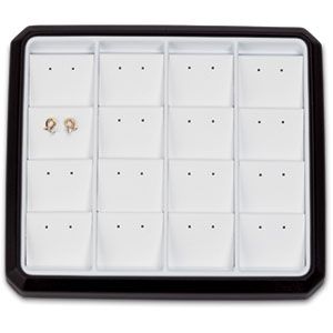 16 Pair Stud Earring Black Stackable Tray