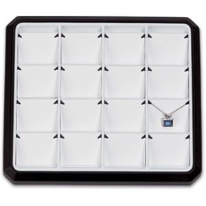 16 Pendant Stackable Tray, Black with White Pads