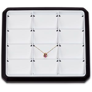 12 Pendant Stackable Tray, Black with White Pads