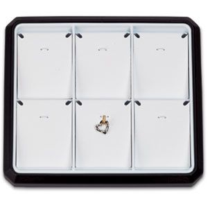 6 Pendant / Charm Stackable Tray, Black with White Pads