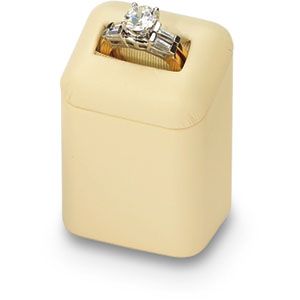 Beige Leatherette Medium Ring Pedestal 