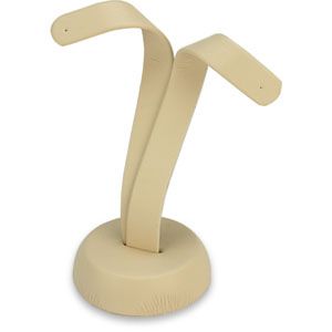 Beige Leatherette Small Earring Stand