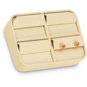Beige 4 Pair Earring Tray with Flaps