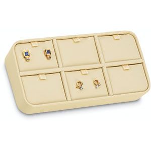 Beige 6 Pair Stud Earring Tray