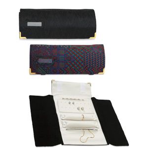 Crepe Brocade Covered Small Combination Jewelry Roll