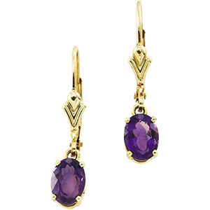 Genuine Amethyst Lever Back Earrings