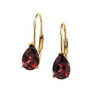 Genuine Rhodolite Garnet Lever Back Earring