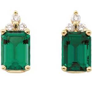 Chatham Created Emerald & Diamond Earrings