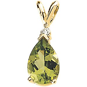 Genuine Peridot & Diamond Pendant
