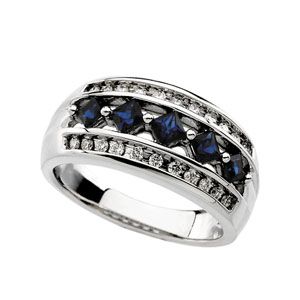 Genuine Sapphire & Diamond Anniversary Band