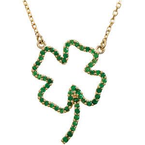 Genuine Tsavorite Garnet Clover Necklace