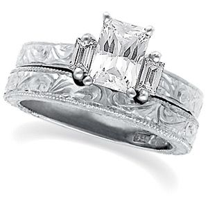 Semi-mount Hand Engraved Engagement Ring Base