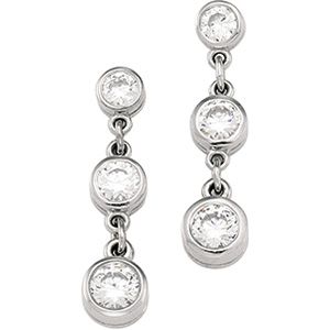 3 Stone Cubic Zirconia Dangle Earring