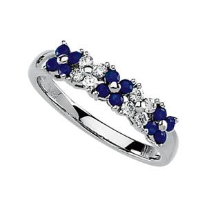 Genuine Blue Sapphire & Diamond  Ring
