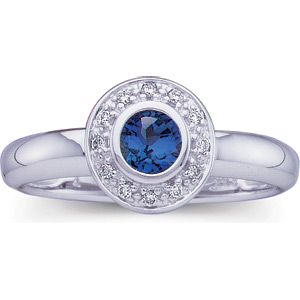 Genuine Blue Sapphire & Diamond Ring