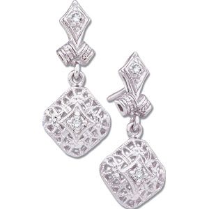1/8 ct tw Round Diamond Filigree Earring