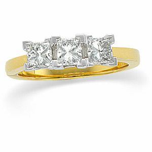3-Stone Anniversary Ring Mounting for Princess-Cut Gemstones