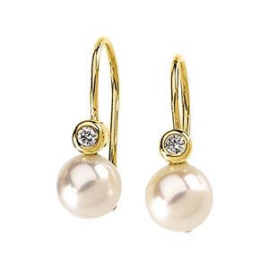 Akoya Cultured Pearl & Diamond Earrings