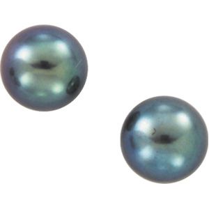 Panache&trade; Black Freshwater Cultured Pearl Earrings