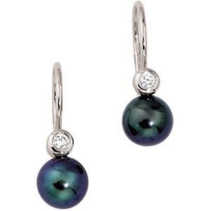 Black Pearl & Diamond Earring