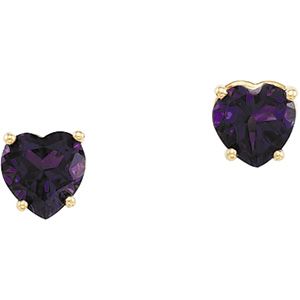 Genuine Amethyst Heart Earrings
