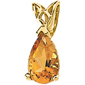 Genuine Citrine Pear Scroll Setting&reg; Pendant