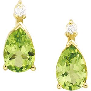 Genuine Peridot & Diamond Earrings