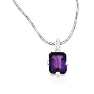Genuine Amethyst & Cubic Zirconia Necklace
