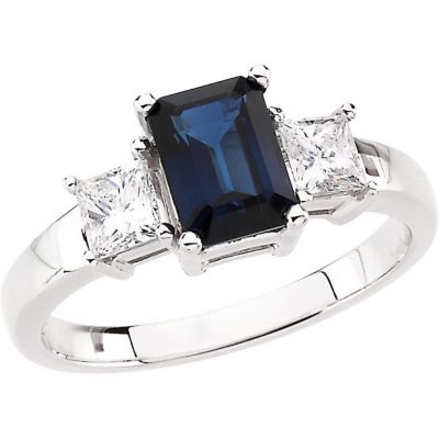 Genuine Blue Sapphire & Diamond Ring