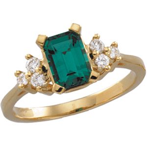 Chatham Created Emerald & Diamond Ring