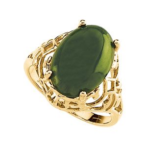 Genuine Jade Cabochon Ring