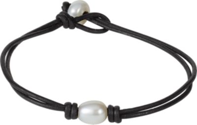 Leather Multi Strand Bracelet with Pearl