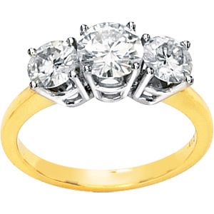 Two Tone 3 Stone Created Moissanite Band