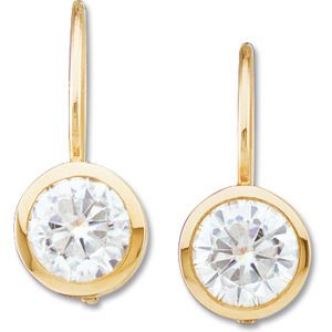 Created Moissanite Solitaire Lever Back Earrings
