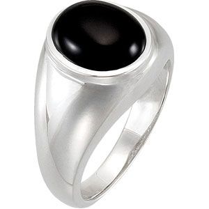 Genuine Onyx Cabochon Ring