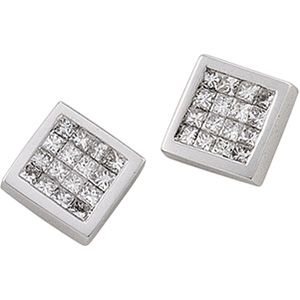 1/2 ct tw Square, Invisible-Set Diamond Earrings