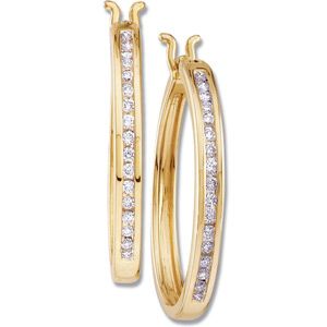 Channel Set Diamond Hoop Earrings