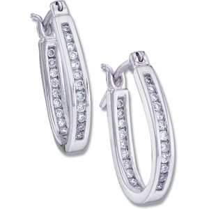 Channel Set Diamond Inside/Outside Hoop Earrings