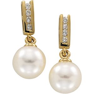 Akoya Cultured Pearl Diamond Earrings