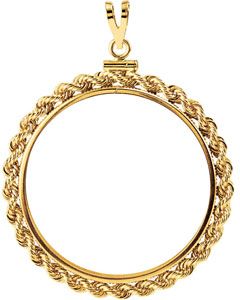Screw Top Rope Frame Pendant for 1 Ounce American Eagle or 1 Ounce South African Rand (Krugerrand) Coin