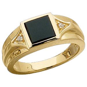 Genuine Onyx & Diamond Ring